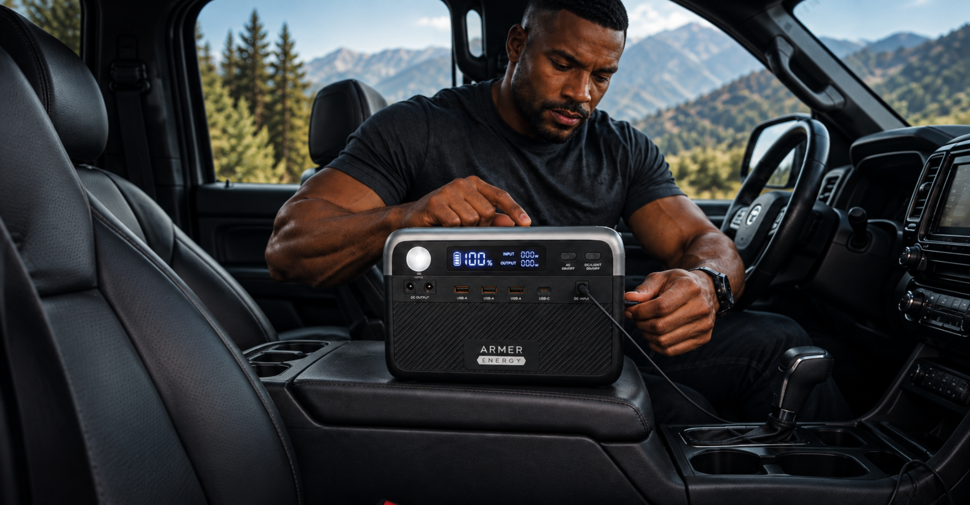 Kit GEN300 e painel FSP40W em uso em area externa